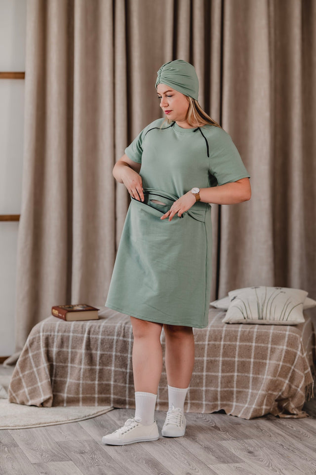 Adaptive Women's Dress with Double Front Zippers and Front Pocket